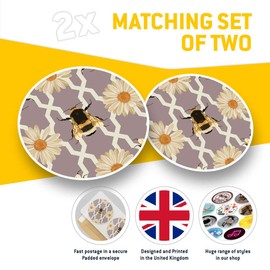 Vinyl-Aufkleber, 2 Stück, 7,5 cm, Art-Deco, Hummel, Blume #2139