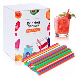 1000Pcs 5 Inch Disposable Plastic Straws - 0.16'' Diameter Short Straws for Cocktail, Colorful Coffee Stirrers for Bar, Club, Cafe, Home, Party and Daily Use - 8 Colors