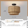 Boho Light Fixture Rattan Chandelier,13" Farmhouse Semi Flush Mount Ceiling