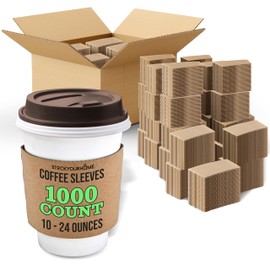 1000 Count Coffee Cup Sleeves for Hot Drinks & Cold Drinks 10-24 ounces, Recyclable & Biodegradeable Disposable Coffee Sleeves, Drink Cup Sleeve for Everyday Use, Caterers, & Coffee Shops