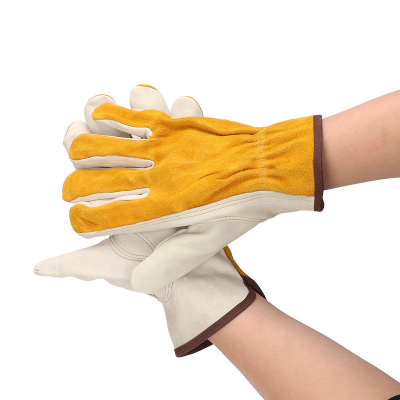 Garden Cowhide Gloves Puncture Proof Wearproof Full Finger Leather Gloves