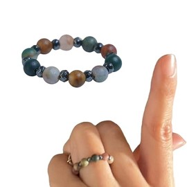 "MAC RING” (Ocean Jasper & Hematite) Natural Gemstone Healing Ring - US Size 7