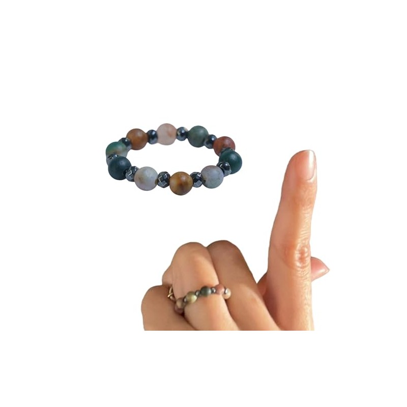 "MAC RING” (Ocean Jasper & Hematite) Natural Gemstone Healing Ring