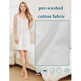 BEAUTELICATE Women 100% Cotton Full Slip Under Dress Above Knee Adjustable Straps Nightgown