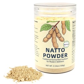 Freeze-Dried Natto Powder - Japanese Fermented Soybean Superfood with Probiotic, Prebiotic & Vitamin K, Vegan, Non-GMO, Low Sodium for Daily Wellness, 3.53oz (100g)