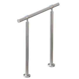 ZALNVEY 1-2 Step Stair Railing, Handrail for Indoor Outdoor Steps, 1.65 in Round DIY 304 Stainless Steel Transitional Porch Deck Hand Rail with Installation Kit for Seniors, Silver, 26 x 36 in