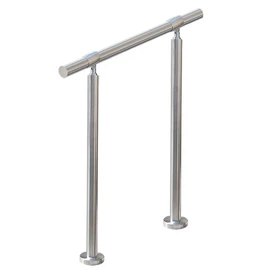 ZALNVEY 1-2 Step Stair Railing, Handrail for Indoor Outdoor Steps, 1.65 in Round DIY 304 Stainless Steel Transitional Porch Deck Hand Rail with Installation Kit for Seniors, Silver, 26 x 36 in