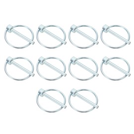 PATIKIL M4.5x36 mm Tractor Lynch Pin with Ring, 10 Pcs Heavy Duty Assortment Kit Lock Pin Clips for Tractors Trailer Farm Trucks Mowers, Silver Tone
