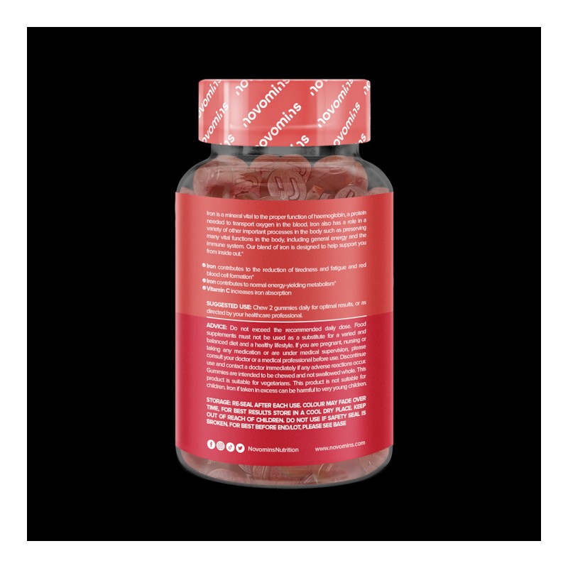 Novomins Iron Vitamins 60 Gummies 30 Days Supply