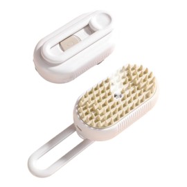 Rechargeable Cat Steam Brush for Shedding - 360° Rotating & Anti-Slip Design, ABS+TPR Pet Grooming Tool for Indoor Cats, Dogs, and Long-Haired Pets (White)