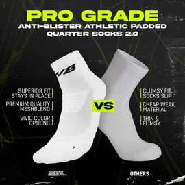 We Ball Sports Anti-Blister Mens Athletic Cushion Quarter Length Socks for Football, Running, Baseball, Basketball (Yellow,L)