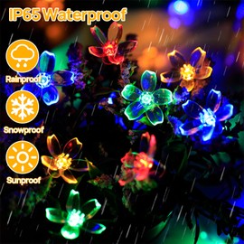 Aofonchy Solar String Lights Garden, 7M/ 23Ft 50LED Blossom Fairy Lights Outdoor IP65 Waterproof Solar Garden Flower String Light, 8 Modes Flower Lights for Patio Tree Yard Lawn Christmas Party