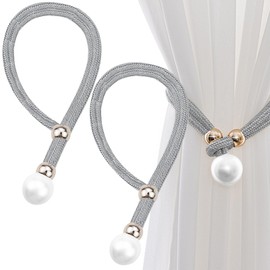 4 PCS Curtain Tie Backs, Pearl Curtain Tiebacks Adjustable Curtain Tie Backs Rope Modern Simple Style Curtain Holdbacks for Thin or Thick Home Hotel Office Curtains