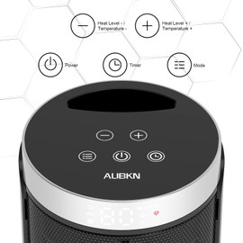 Space Heater, AUBKN Small Portable Electric Heaters for Indoor Use with Thermostat and Remote,12H Timer, 5 Mode, 1500W PTC Ceramic Fast Safety Heat for Home Office Bedroom
