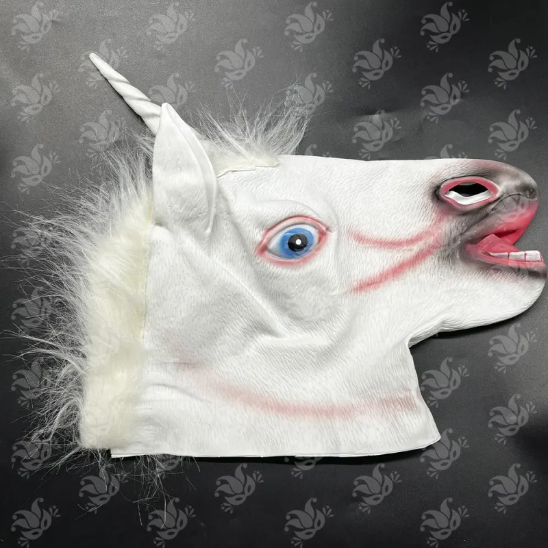 Ghoulish Productions Máscara Unicornio Blanco Disfraz Fiesta Halloween