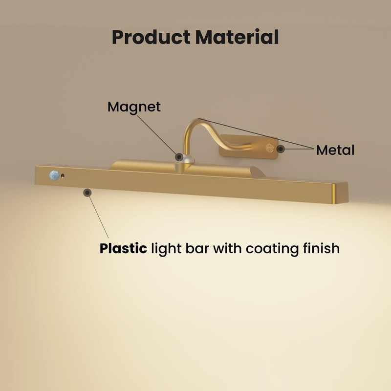 Kryoza Brass Wireless Picture Light for Wall with Motion Sensor