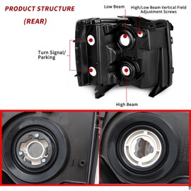 APSVE 4PCS For 07-13 Chevy Silverado 1500 2500 3500 Headlights w/Headlight Wiring Harness