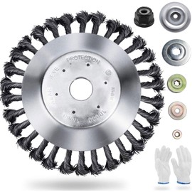 HAUSPROFI Professional Weed Brush Cutter with 25.4 mm Bore - High-Quality Wild Herb Brush for Brush Cutter - Wire Brush Cutter for Effective Moss Removal (6 Inches)