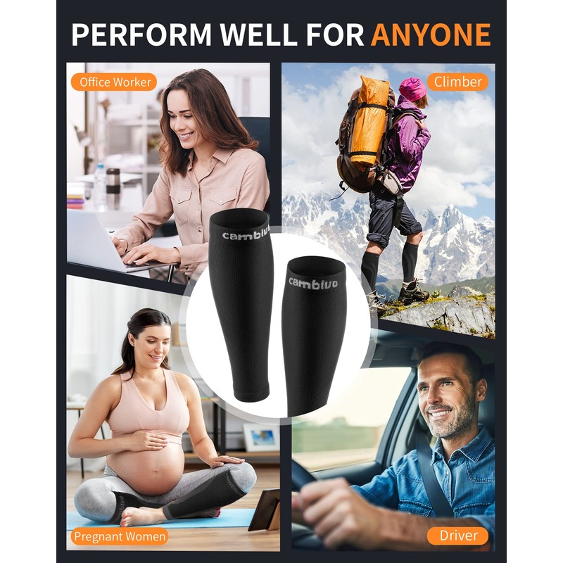 CAMBIVO 2 Pairs Calf Compression Sleeves for Men and Women