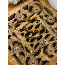 Ascreations Traditional Designer Rakhi Evil Eye Rudraksh Rakhi Bracelet for Bhai with Mangalsutra Bracelet