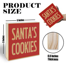 5" Christmas Wooden Tabletop Decor - Santa's Cookies - Rustic Wood Block Sign Gift For Christmas, Shelf Counter Decor, Farmhouse Rustic Home Office Living Room Decor & Accessories - A02