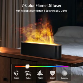 Omnexa Essential Oil Diffuser, 180ml Flame Air Diffuser Humidifier, Ultrasonic Fireplace Aromatherapy Diffuser with 7-Color LED Light, 3 Timer, Auto-Off for Bedroom Home Room Decor & Gift