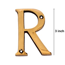 eSplanade - Brass House Hotel Door Name Alphabets - Wall Door Plaque Letter Alphabet - 3" Inches - Golden ("A" Alphabet) ("R" Alphabet-3)