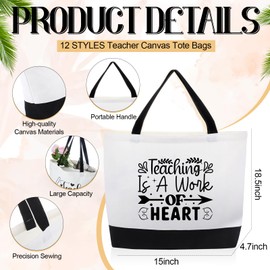 Paterr 24 Pcs Teacher Appreciation Gift Set Canvas Tote Bag for Women Thank You Gift Bulk Makeup Cosmetic Bags for Graduation(Lovely)