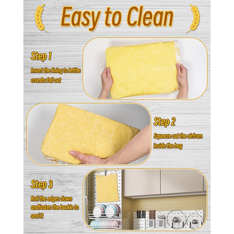 Beeswax Bread Bag 17×13 Inch Strap Reusable Washable Sourdough Storage