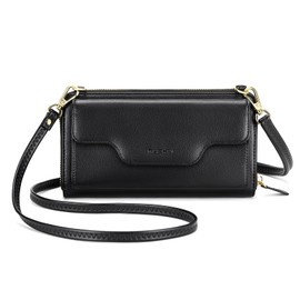 [nuoku] Small Crossbody Shoulder Bag for Women Wristlet Phone Wallet with Credit Card Holder (0-Black)