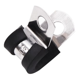 AnRui 1/4 Inch 304 Stainless Steel Cable Clamps 100Pcs, P Rubber Cushioned Insulation Clamp for Pipe Automotive Wire for Tube, Wire Cord Installation, 6mm