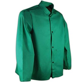 MAGID SparkGuard PVC-Free Flame-Resistant Cotton Jacket, 30” Long, Green, Size Large