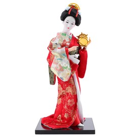 Japanese Geisha Doll: Dolls Japanese Figurine - Asian Kimono Doll Collectible Figurine Decoration Red 12inch