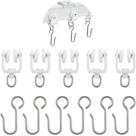 60Pcs Stainless Steel Curtain Track Hooks Rollers for Ceiling