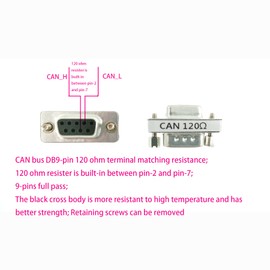 BUELEC CAN DB9 120ohm,CAN Bus Terminal Resistance,DB9 Female to Male Connector with Accuracy of one Thousandth 120 Ohm Resistance,high-Precision up to one Thousandth PIN2 and PIN7 (CANDB9120ohm10PCS)