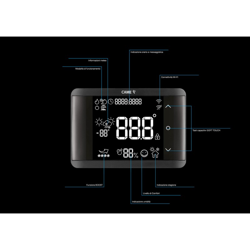 CAME TH/750 BK WIFI 845AA-0150 Smart Thermostat for Heating and