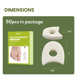 Bukihome 50 Pack Foam Toe Separators - Correct Overlapping Toes and Reduce Friction - Breathable and Comfortable, Foam Toe Spacers for Women