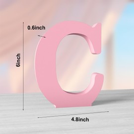 Aruatu 6 Inch Pink Wood Letters - Unfinished Wood Letters for Wall Decor & Craft Projects