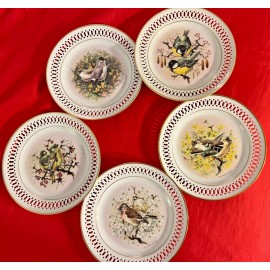 Bing & Grondahl 5 BING & GRONDAHL 6 3/4 inch Reticulated BIRD Plates Limited Ed. and Signed NEW