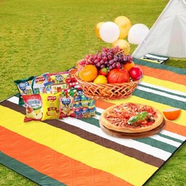 Portable Waterproof Picnic & Camping Mat Car Camping Mat Yellow Check 2ea