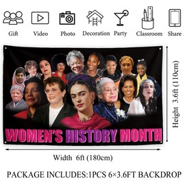 Women's History Month Decorations National Women's Day Backdrop Women of History Banner Happy Women's History Month Decorations for Home Party