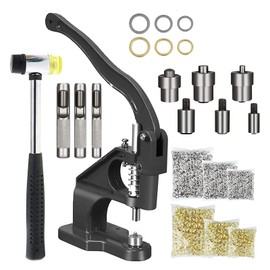 Grommet Machine Eyelet Hand Press Punch Tool 3 Dies 3000 Pcs Grommets 1 Hammer Black