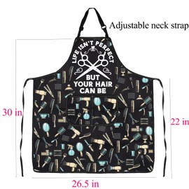 ENSIANTH Hairdressing Apron Hair Stylist Apron Hairdressers Aprons with Pockets Hairgician Gifts Hair Salon Aprons Barber Apron (24109 life Hair)