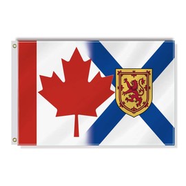 Nova Scotia Canada Combo Small Flag,12×18 Inch Two Layer Fabric Small Banner,1×1.5 FT Nova Scotian Canadian Nautical Decor,Mini Digital Printed 150D Polyester Banner With Brass Grommet