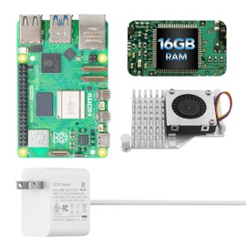 iRasptek Starter Kit for Raspberry Pi 5 16GB RAM- Includes 16GB Board, 27W PD Power Supply and Active Cooler