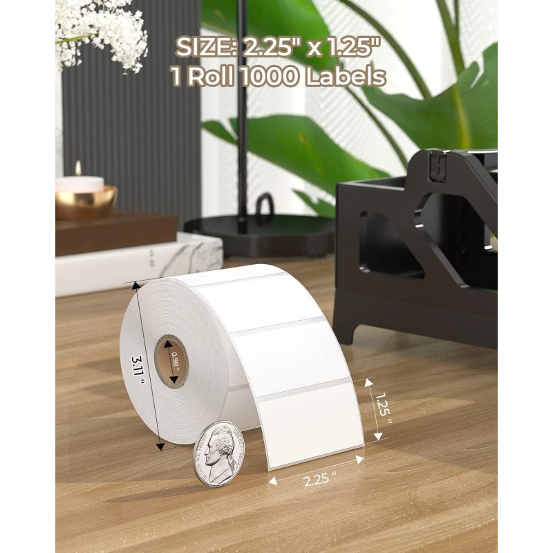 1000/Roll 2.25" X 1.25" Direct Thermal Labels Multi-Purpose for Thermal