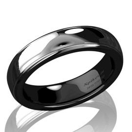 ATOP 6MM Dome Black Wedding Band Size 6-13 Tungsten Carbide ring 6mm Men's Wedding Band Comfort Fit Ring Men Jewelry Gift (6.5)
