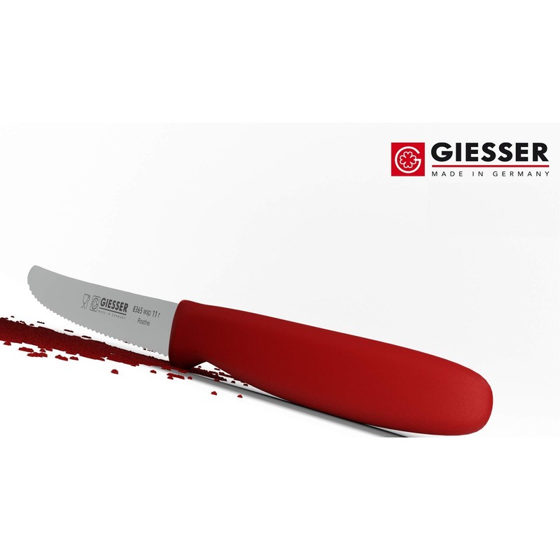 KAUFGUT COLTELLO UNIVERSALE COLORI ASSORTITI SEGHETTATO 11CM GIESSER 53354