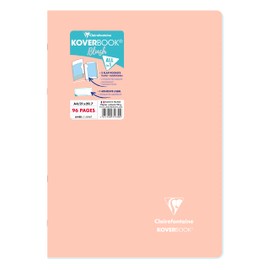 Clairefontaine Koverbook Blush 971779C Stapled Cover Polypropylene Two-Tone Opaque 21 x 29.7 cm 48 Sheets Lined Coral Red/Frost Blue Pack of 1