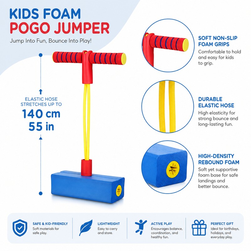 Foam Pogo Jumper Set for Kids Ages 3+ – 3-Pack